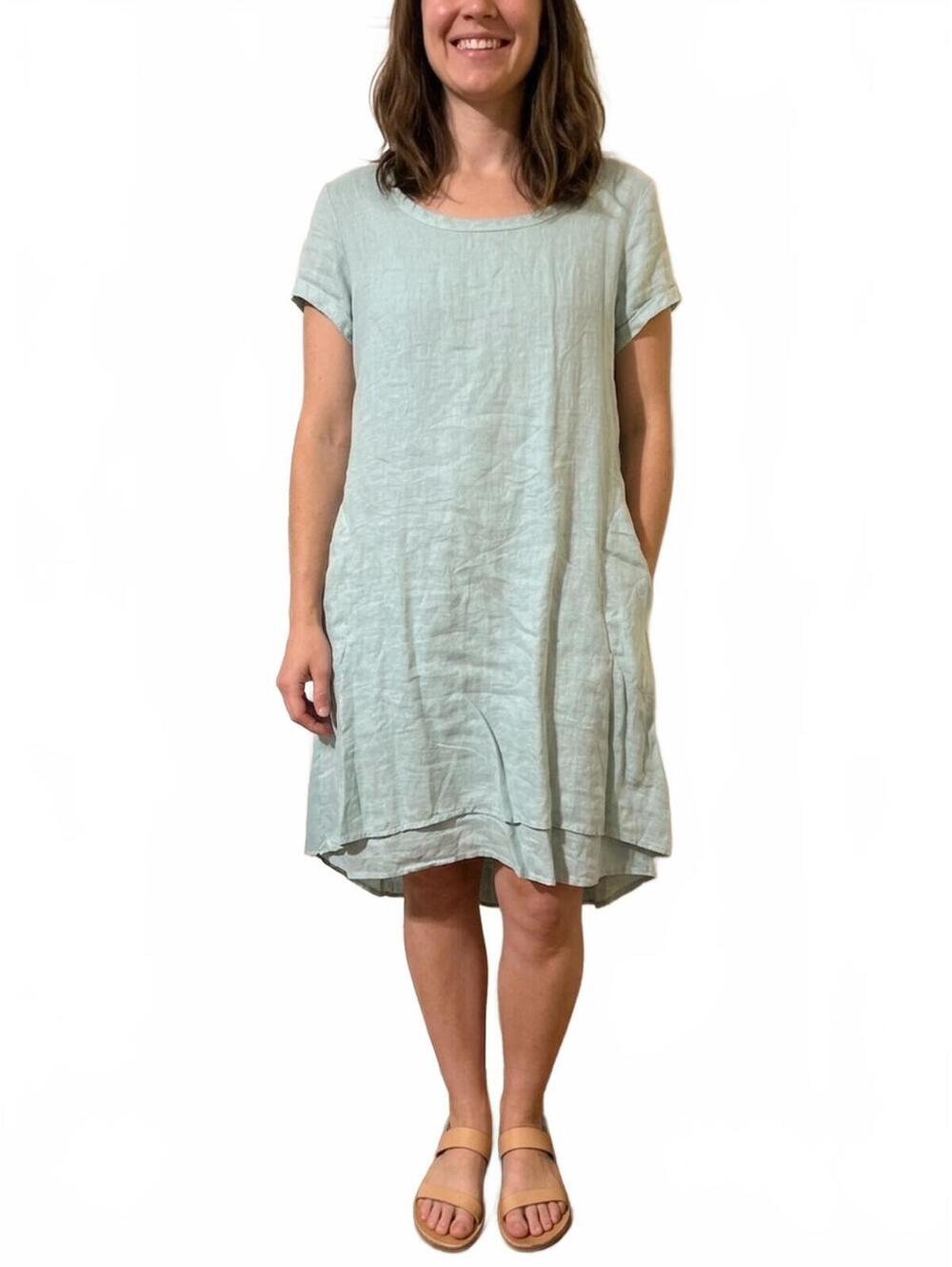 Cp Shades Mint green Linen Casual Dress Pockets M